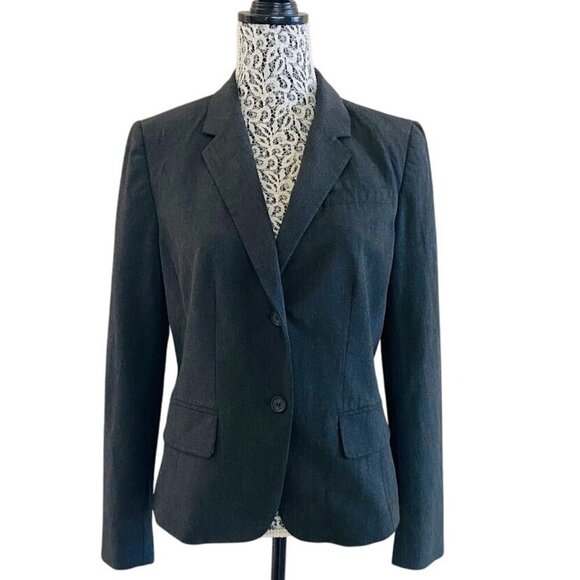 Ann Taylor Charcoal Gray 2-Button Tailored Blazer Jacket Size 12 - Picture 2 of 6
